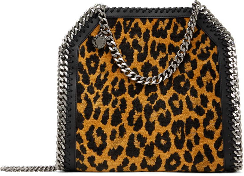 Olkalaukku Stella McCartney Leopard Print Mini Chain Bag Ruskea | 371223WP0494