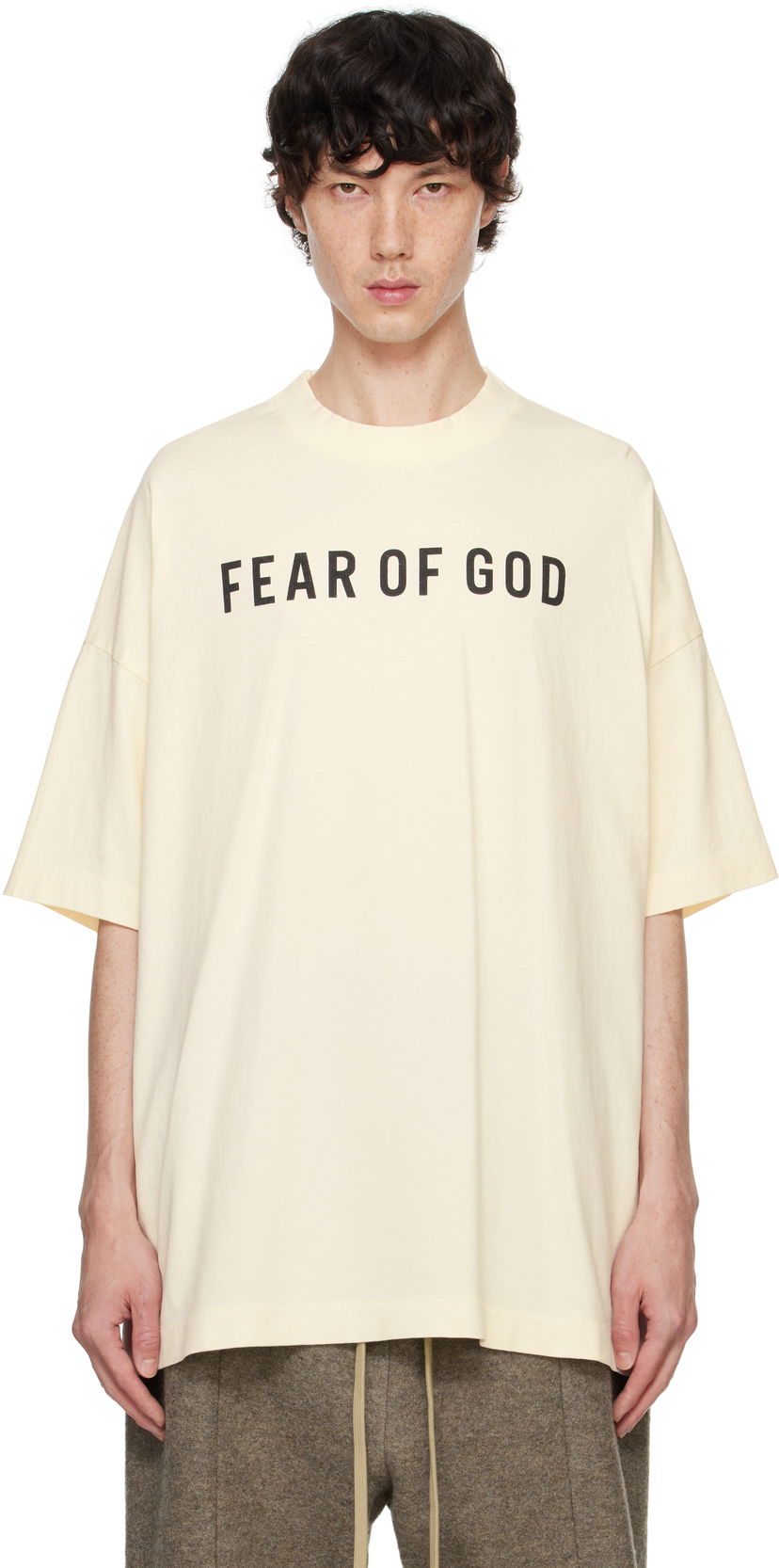 T-paita Fear of God Print T-Shirt Beige | FG24FW50-10155LBHWJ