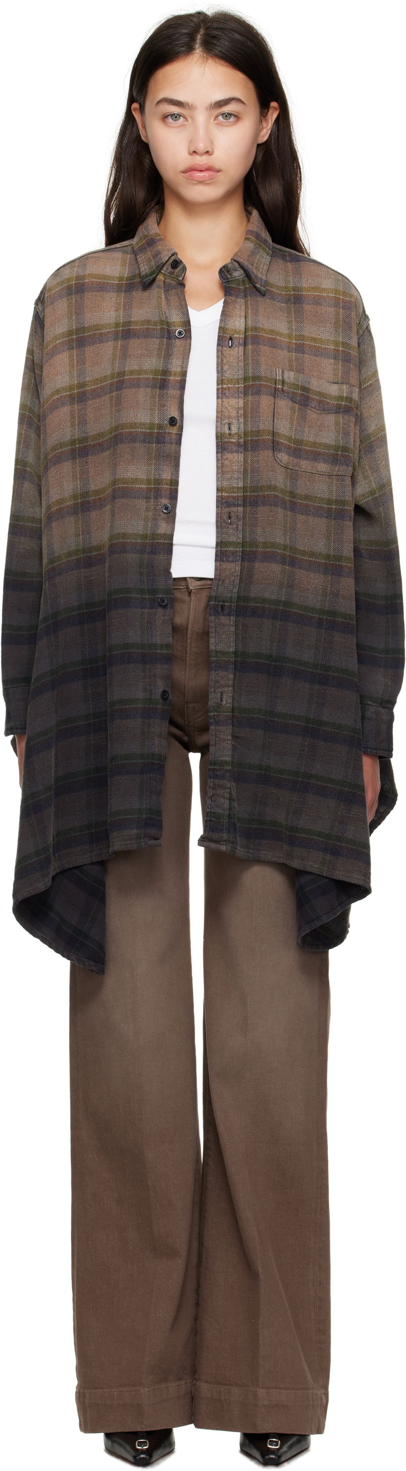 Paita R13 R13 Draped Plaid Shirt Ruskea | R13WR416-R552B