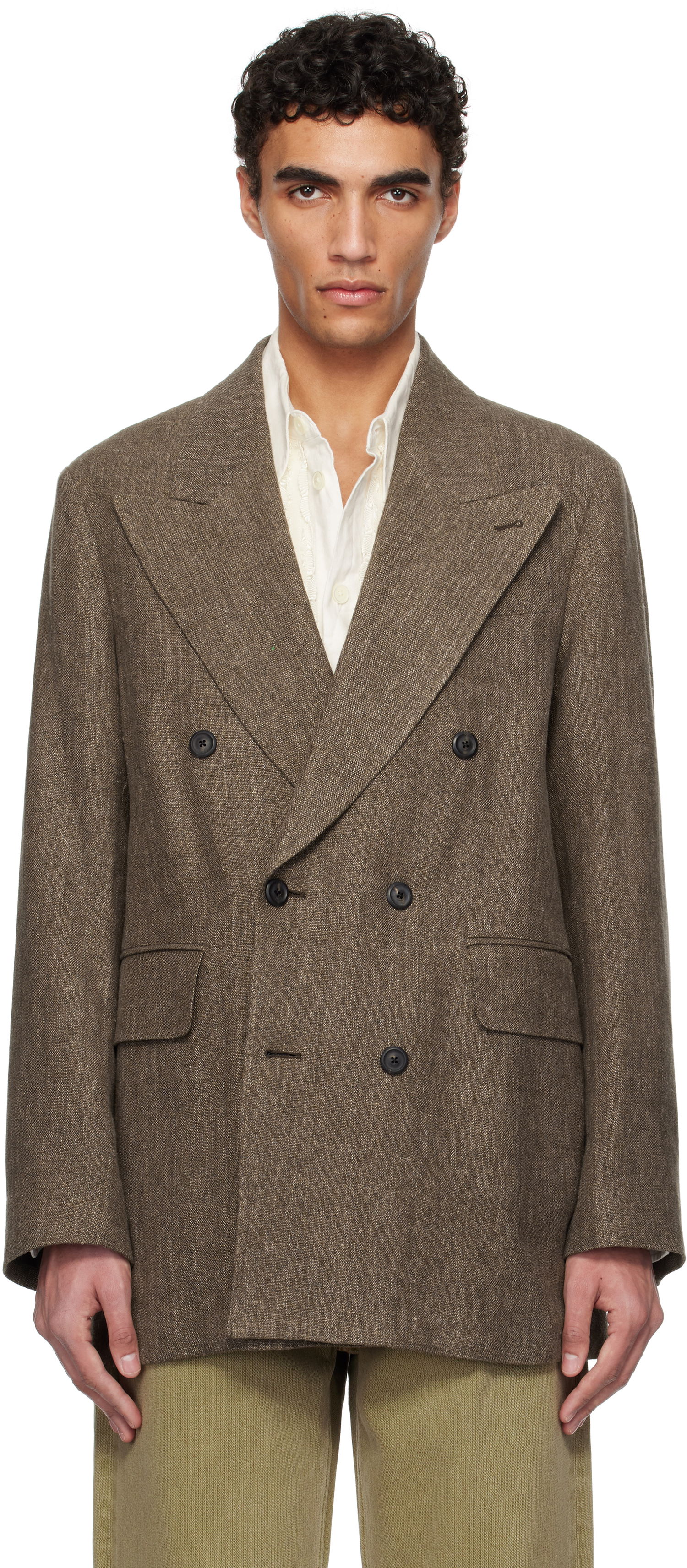 Takki OUR LEGACY Our Legacy Sharp Double-Breasted Blazer Ruskea | M2250STC, 0