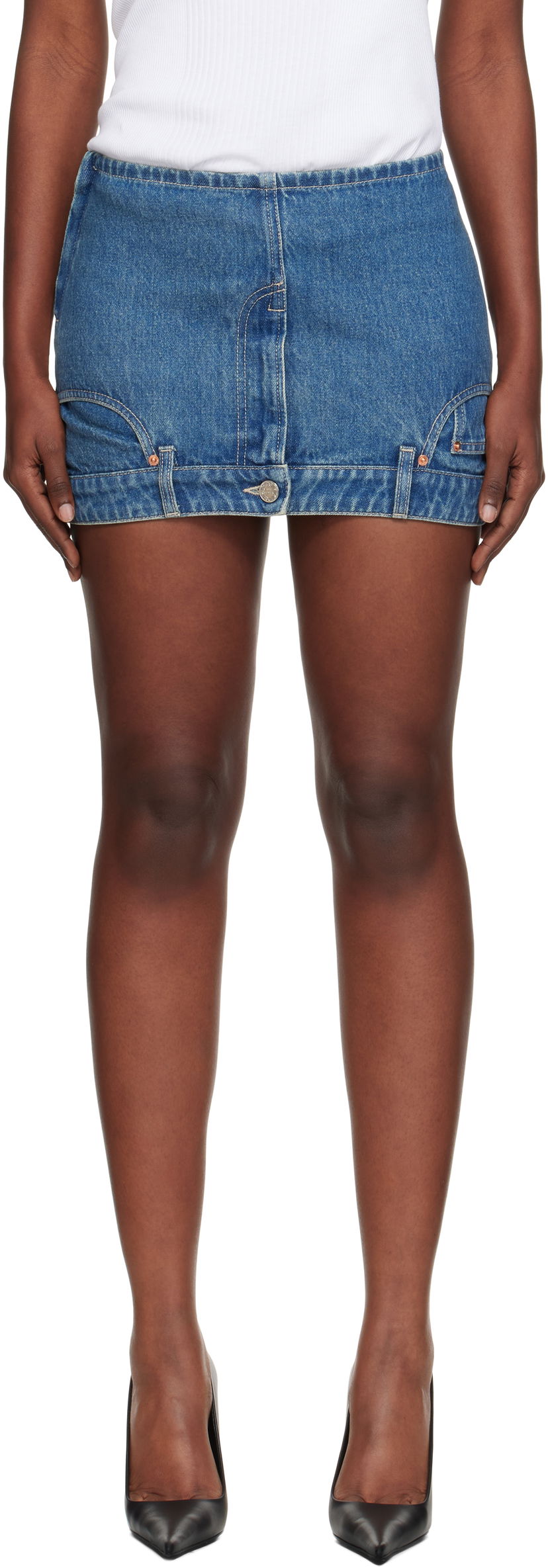 Hame VETEMENTS Vetements Upside-Down Denim Miniskirt Sininen | WH76DK007VB