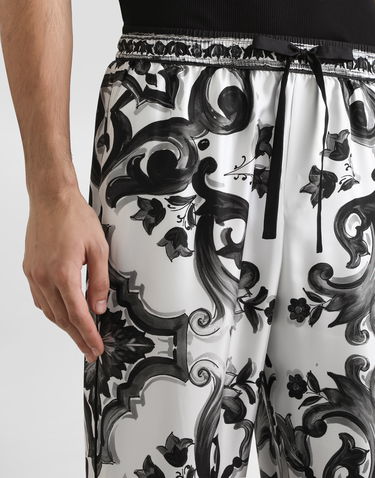 Housut Dolce & Gabbana Dolce & Gabbana Majolica-Print Twill Trousers Valkoinen | GVRMATHI1SVIN3TN, 3