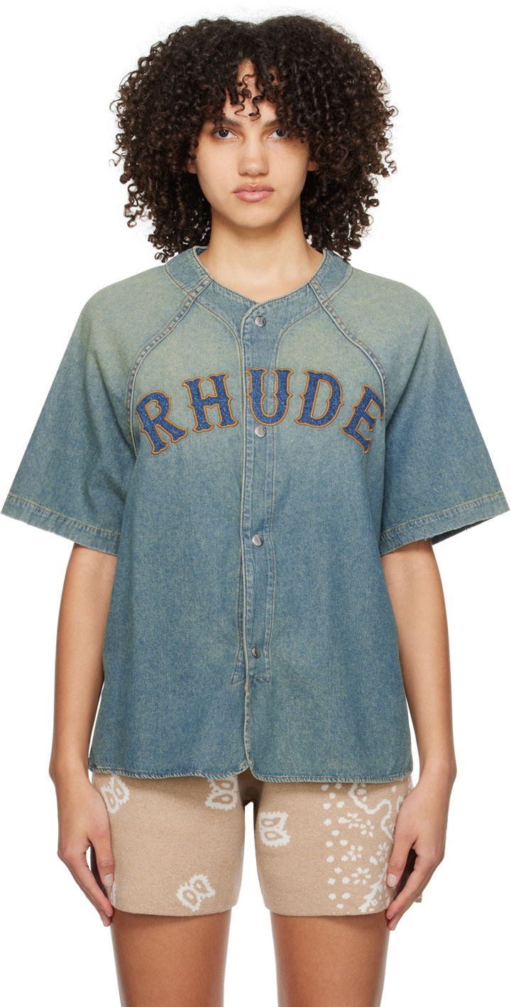 Paita Rhude Faded Denim Shirt Sininen | RHPS24SR02012305
