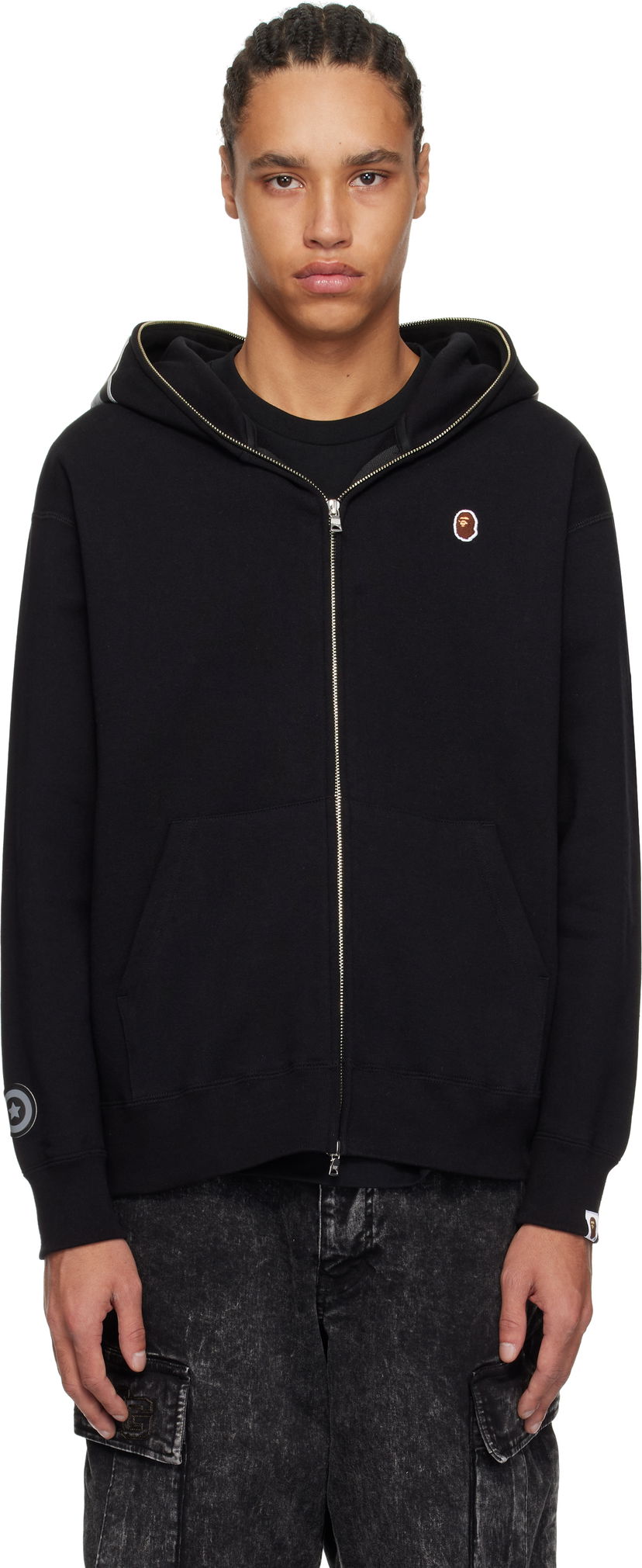 Huppari BAPE A Bathing Ape One Point Ape Head Shark Full Zip Hoodie Musta | 001ZPK801305M