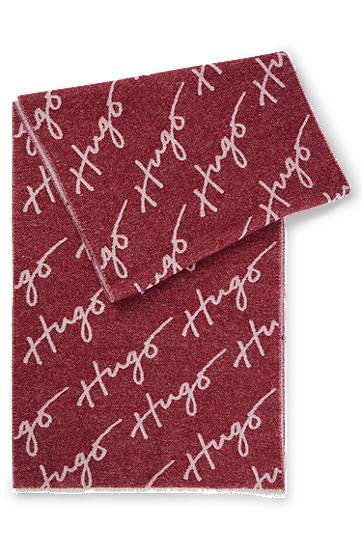 Huivi BOSS Wool Blend Logo Scarf Burgundia | 50524789