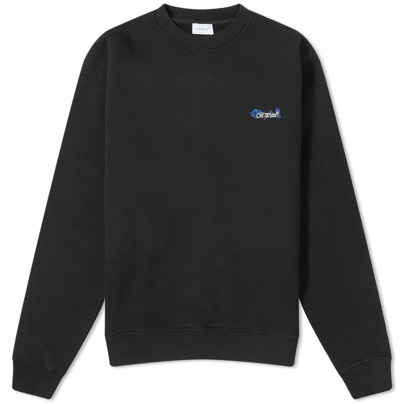 Huppari Off-White Flower Arrow Regular Crewneck Sweatshirt Musta | OWBA055F23JER0071045