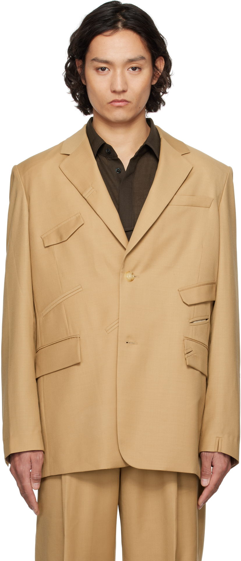 Takki Feng Chen Wang Feng Chen Wang Multi Slash Blazer Beige | FUS19JK01B