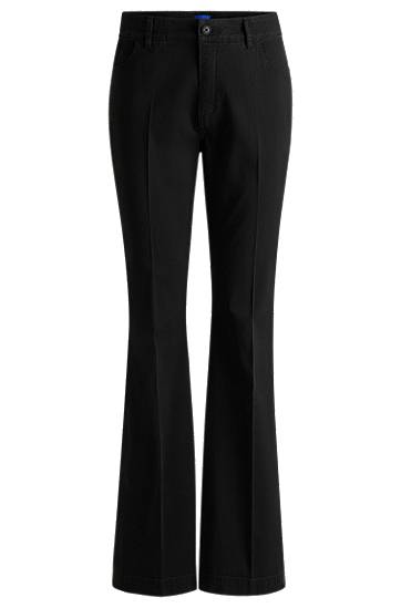 Housut BOSS Stretch Cotton Flared-Leg Trousers Musta | 50538278