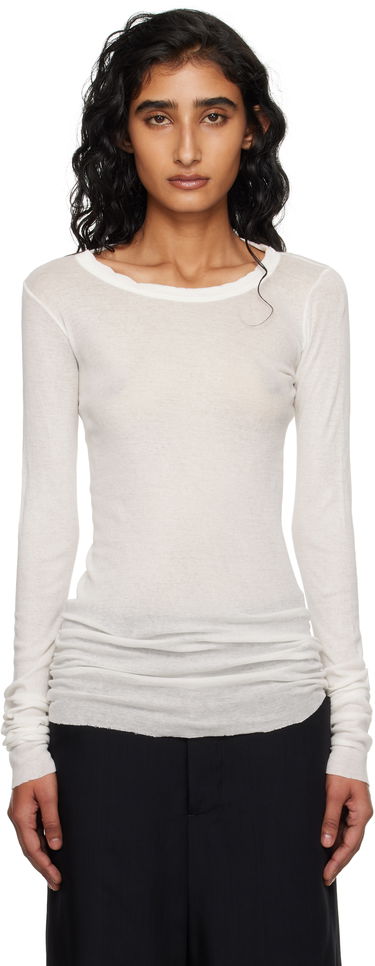 T-paita Rick Owens Rick Owens Concordians Mini Rib Long Sleeve T-Shirt Valkoinen | RP02E4202 MR, 0