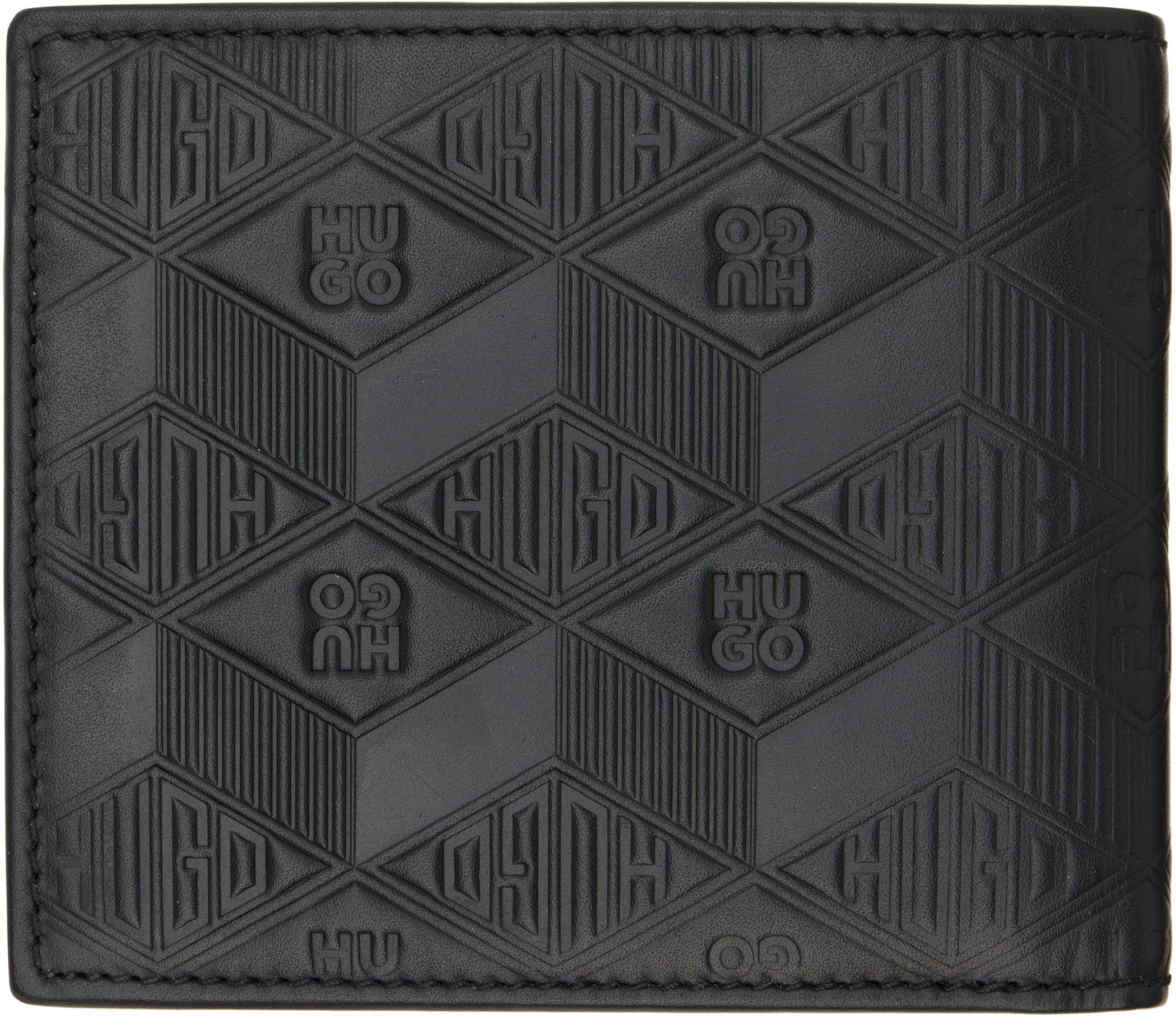 Lompakko BOSS Hugo Embossed Leather Wallet Musta | 50542006, 1