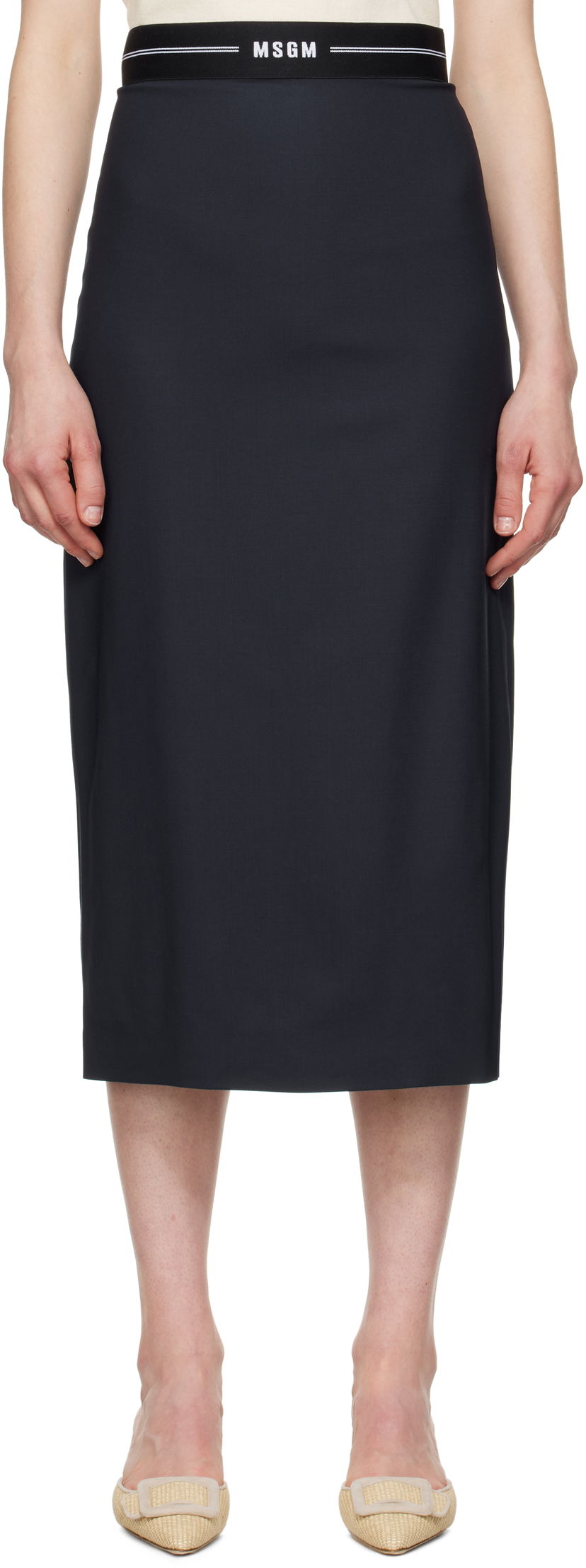 Hame MSGM MSGM Virgin Wool Midi Skirt Tummansininen | 3841MDD17 257127