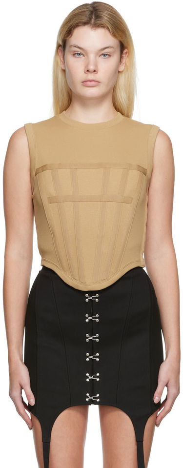 Tankkitoppi Dion Lee Rib Knit Corset Tank Top Beige | C3017R22, 0