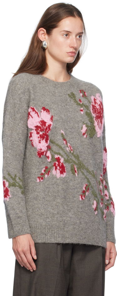 Villapaita Blumarine Blumarine Jacquard Rose Crewneck Sweater Valkoinen | A422M490A, 4
