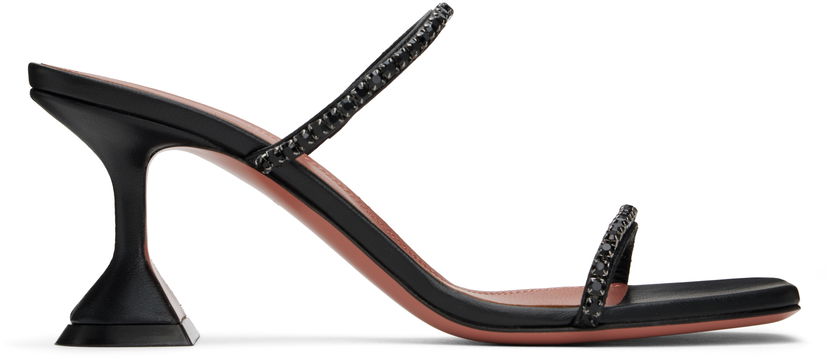 Kengänhoito Amina Muaddi Amina Muaddi Gilda Crystal-Embellished Heeled Sandals Musta | GILDA SLIPPER 70 NAPPA