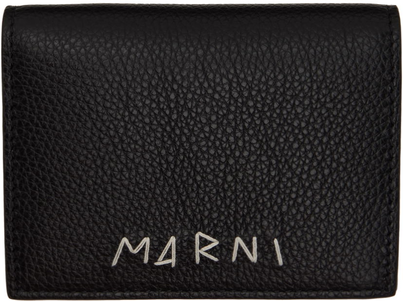 Lompakko Marni Pebbled Leather Zip-Around Bifold Wallet Musta | PFMOQ14Q10 P6533