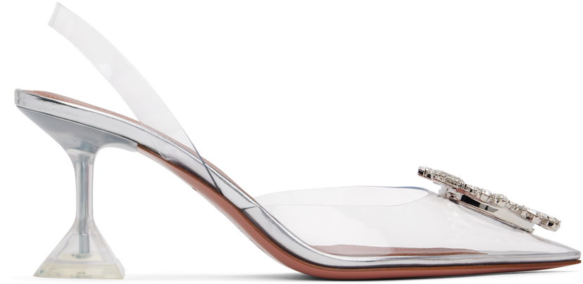Tennarit ja kengät Amina Muaddi Transparent Sling Heels with Crystal Embellishment Metallinen | BEGUM GLASS SLING 70 CL PVC