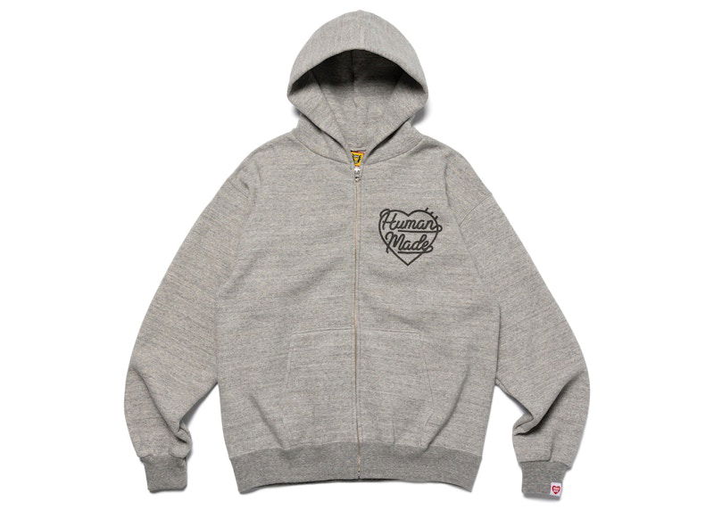 Huppari Human Made Heart Zip-Up Hoodie Harmaa | HM24CS042