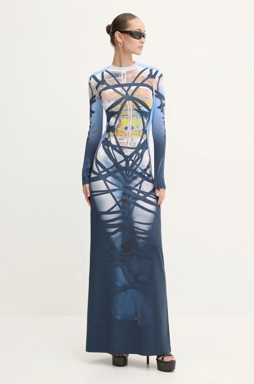 Mekko Y/PROJECT Bondage Print Maxi Dress Sininen | 104DR006