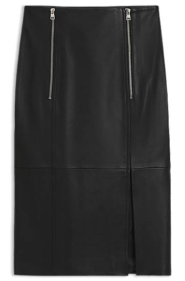 Hame BOSS Leather Pencil Skirt with Twin Front Zips Musta | 50542308