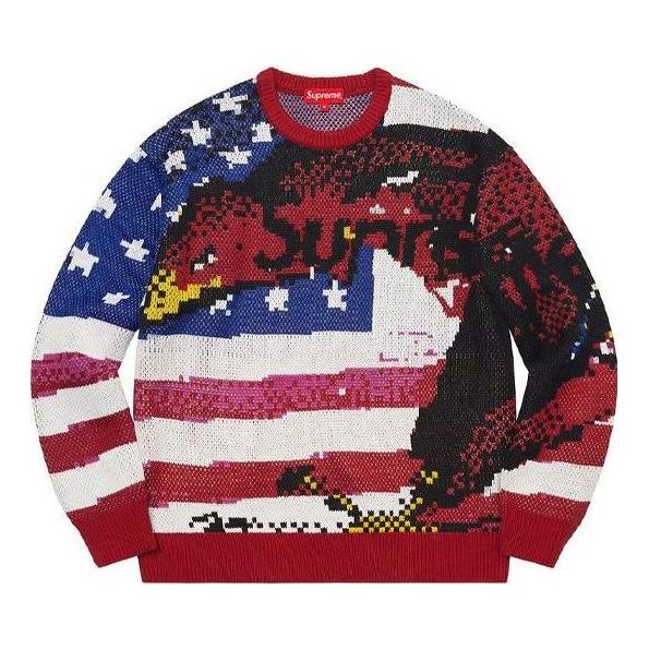 Villapaita Supreme Designer Knitted Flag Sweater Punainen | SUP-SS21-518