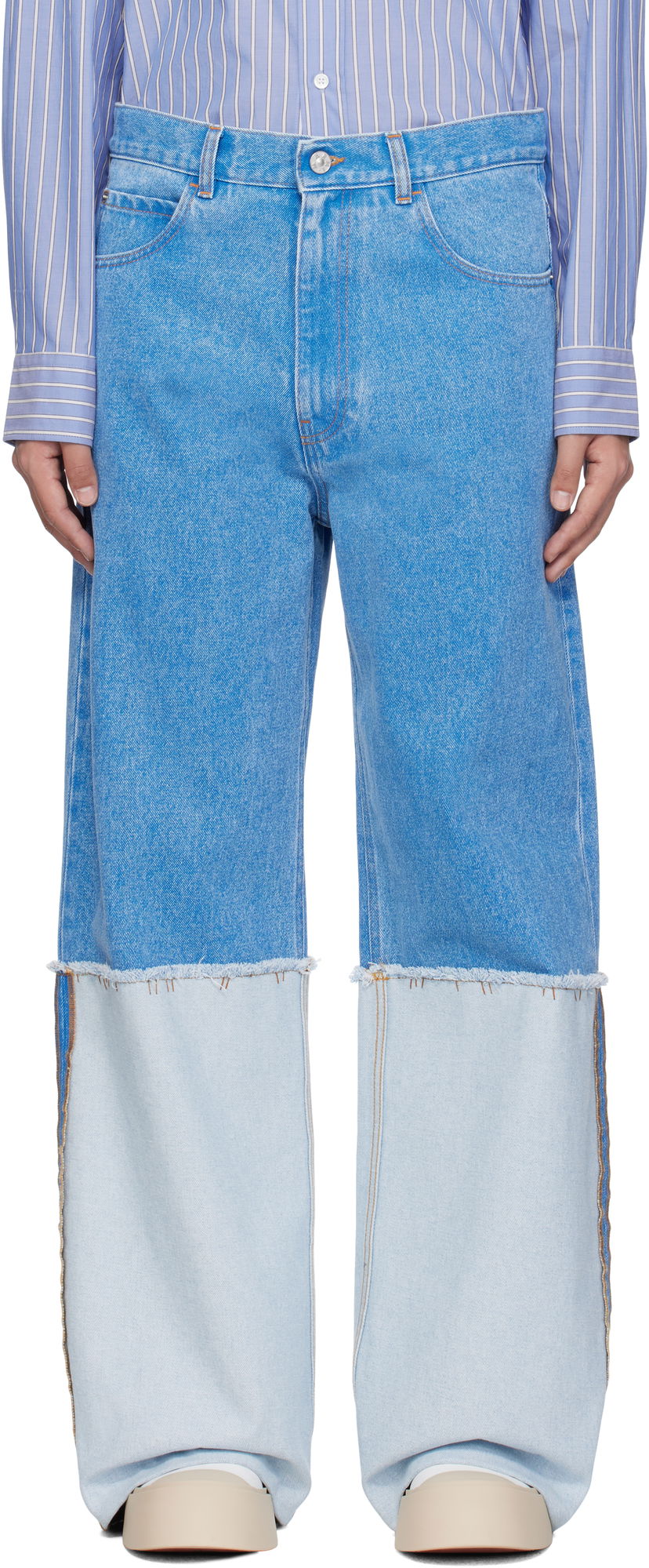 Jeans Marni Marni Two-Tone Wide Leg Jeans Sininen | PUJU0106S0 USCW91