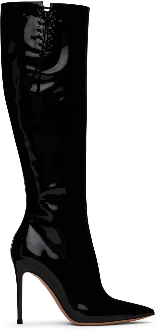 Mekko Gianvito Rossi Gianvito Rossi Avril Lace-Up Patent Leather Boots Musta | G80246.15RIC.VER