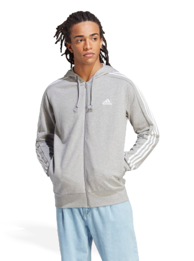 Huppari adidas Performance Essentials French Terry 3-Stripes Full-Zip Hoodie Harmaa | IC9833