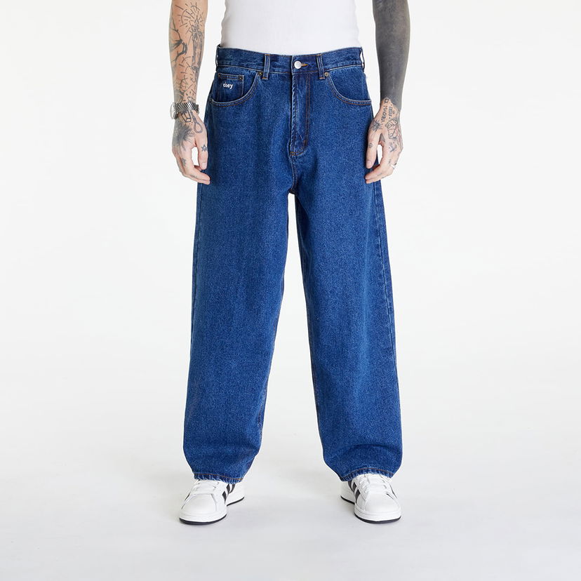 Housut OBEY Bigwig Baggy Denim Stone Wash Indigo Sininen | 142010087-STN