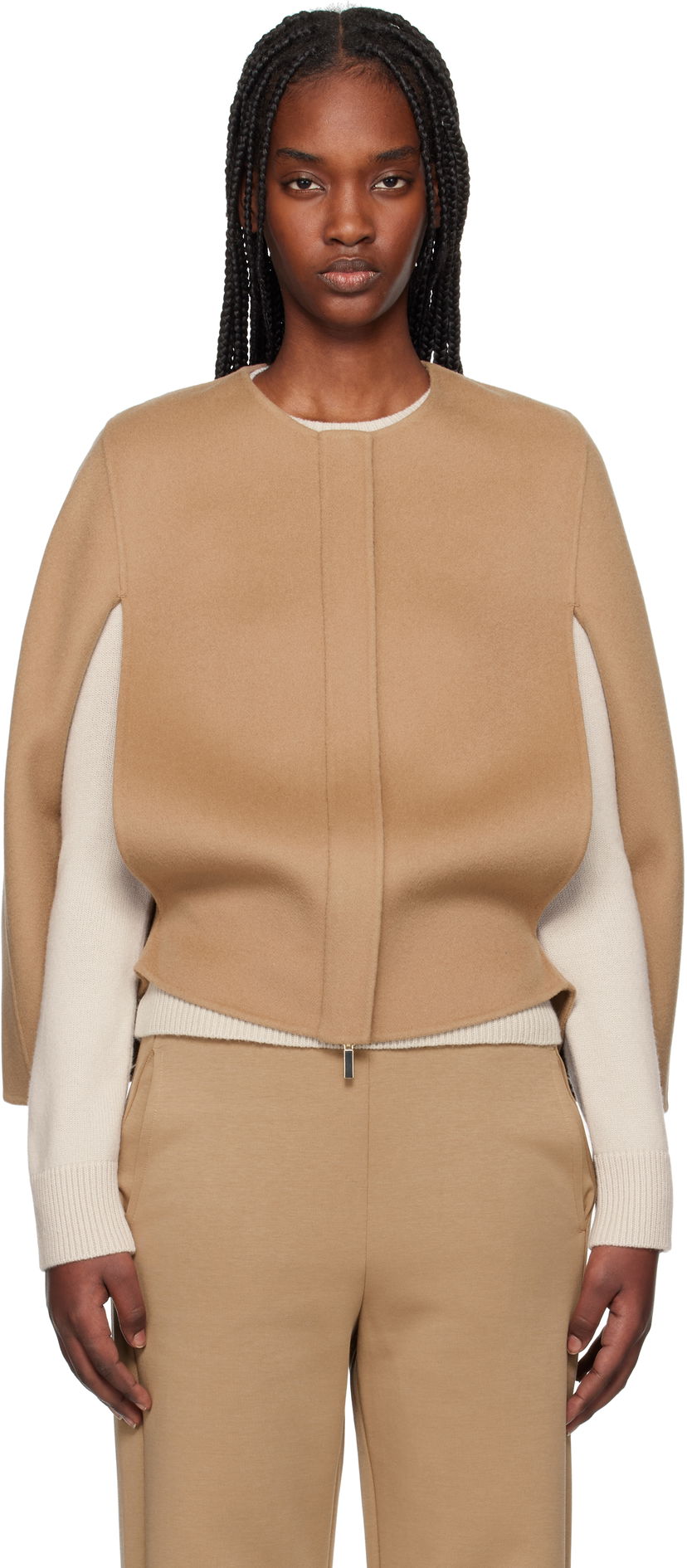 Liivi Max Mara Max Mara Helene Wool Cape Jacket Ruskea | 2519731011600