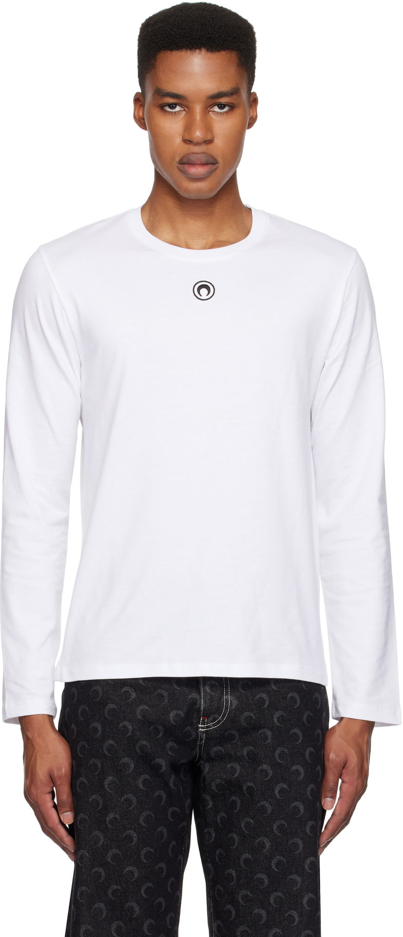 T-paita Marine Serre Plain Long Sleeve T-Shirt Valkoinen | MTT076A CJER0009