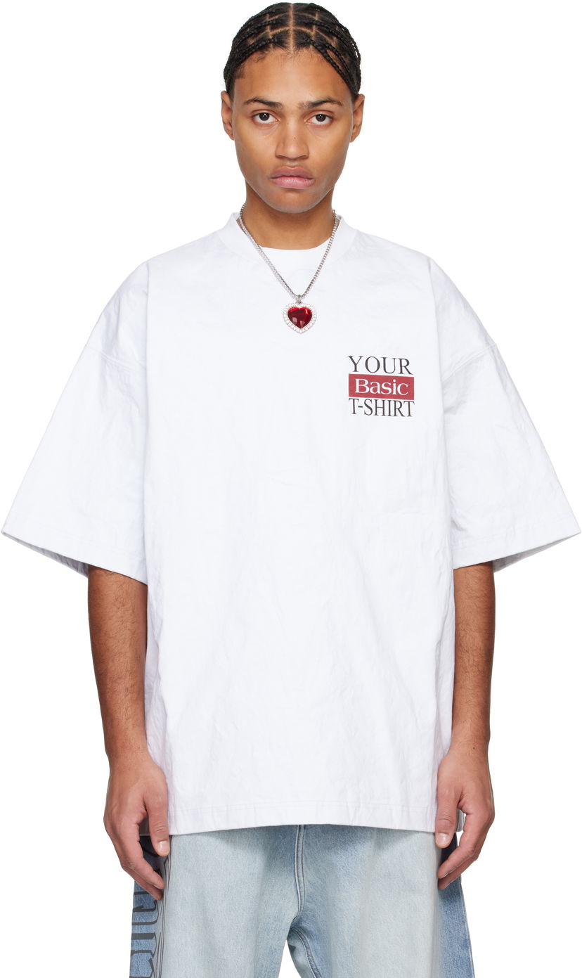 T-paita VETEMENTS Metalized Wrinkled 'Your Basic' T-Shirt Valkoinen | UA66TR1120W