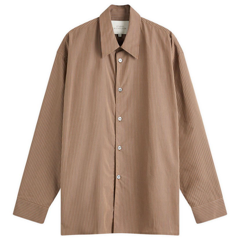 Paita Studio Nicholson Studio Nicholson Strike Oversized Shirt, Size Large Ruskea | STRIKESNM-1164-TFS
