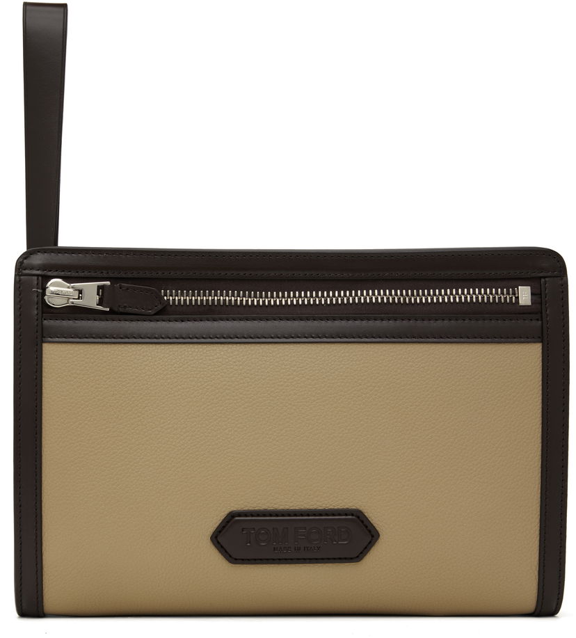Käsilaukku Tom Ford Leather Mini Pouch Beige | H0561-LCL213S
