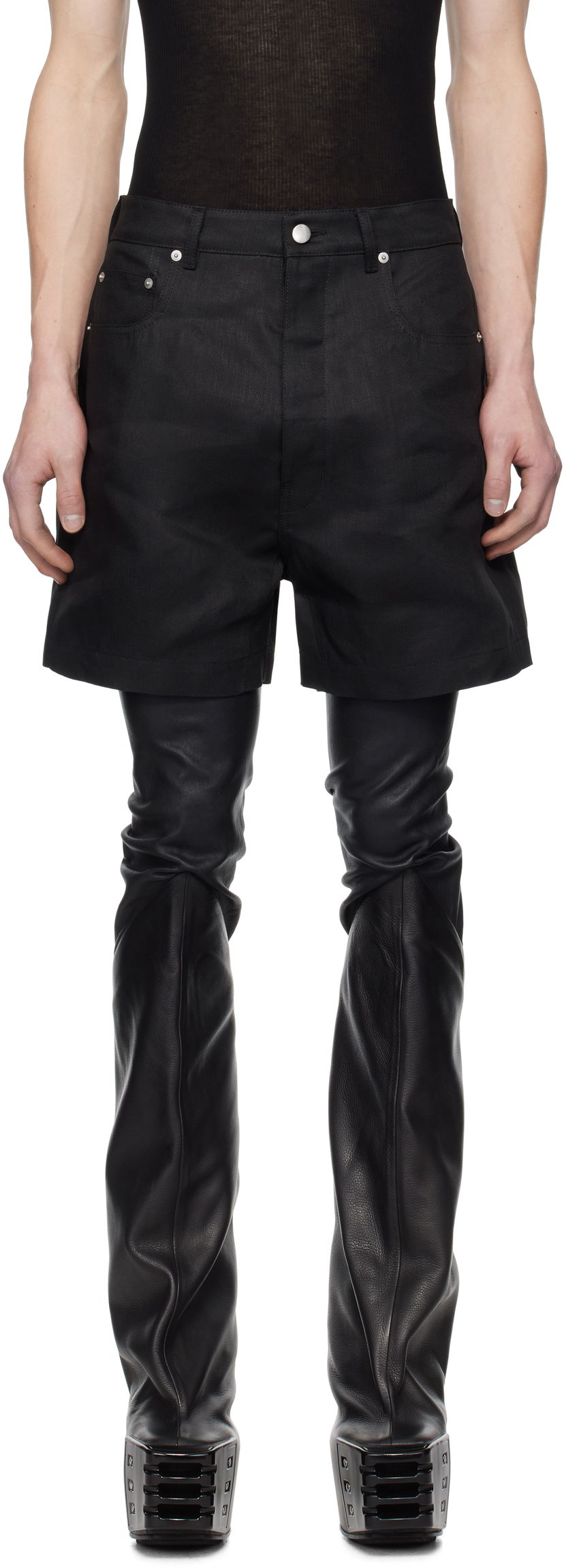 Shortsit Rick Owens Rick Owens Hollywood Geth Cutoff Shorts Musta | RU01E5373 TWL