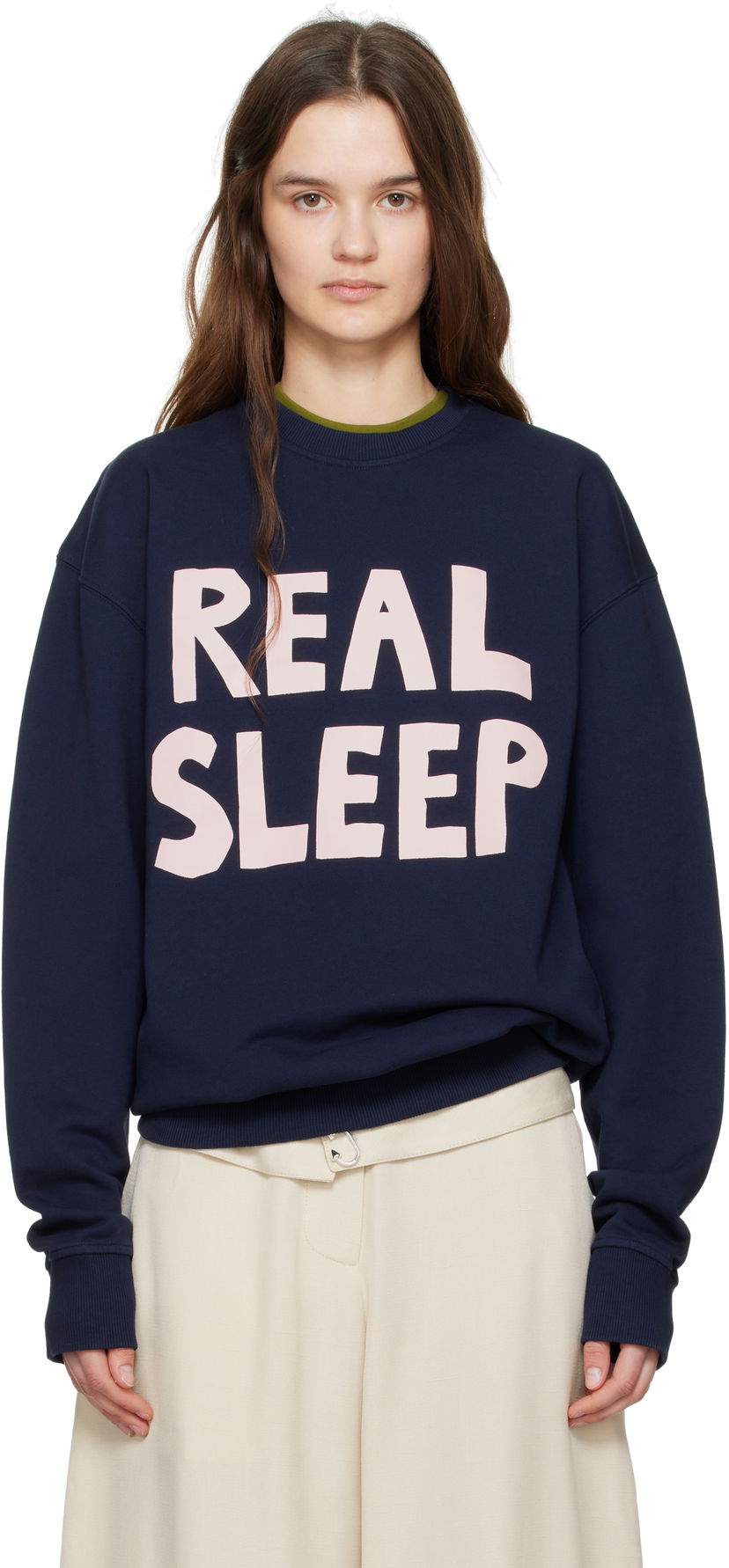 Huppari JW Anderson JW Anderson 'Real Sleep' Sweatshirt Tummansininen | JW0230-PG1632