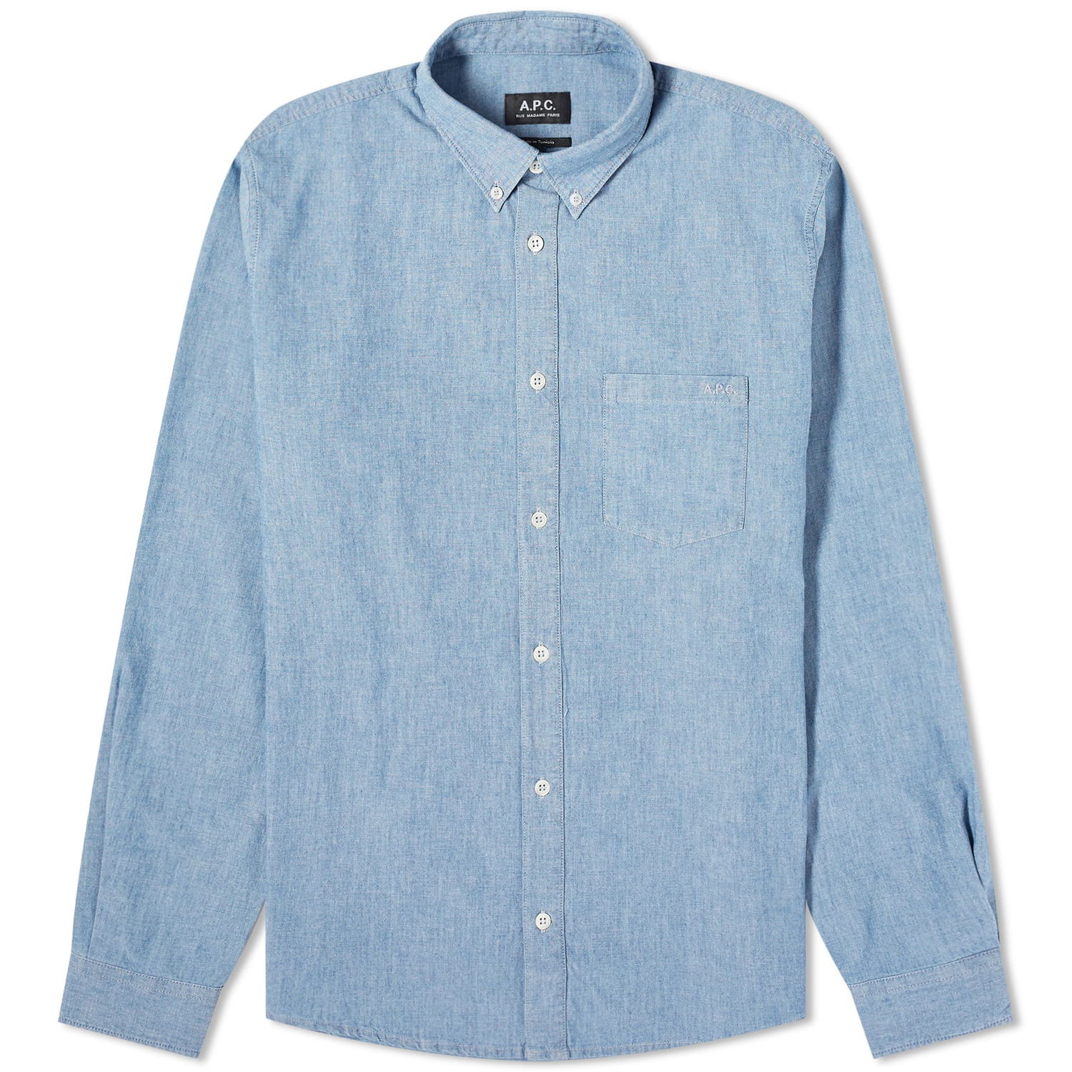 Paita A.P.C. Edouard Chambray Button Down Logo Shirt Sininen | CODDE-H12509-IAI, 0
