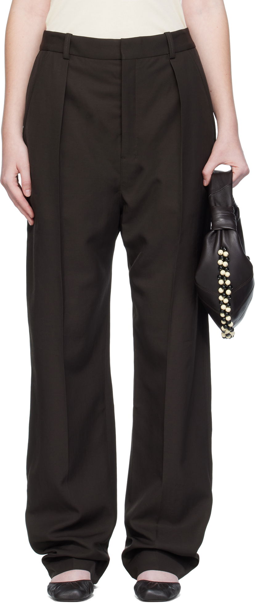 Housut LEMAIRE Lemaire Pleated Trousers Ruskea | PA1251 LF1362
