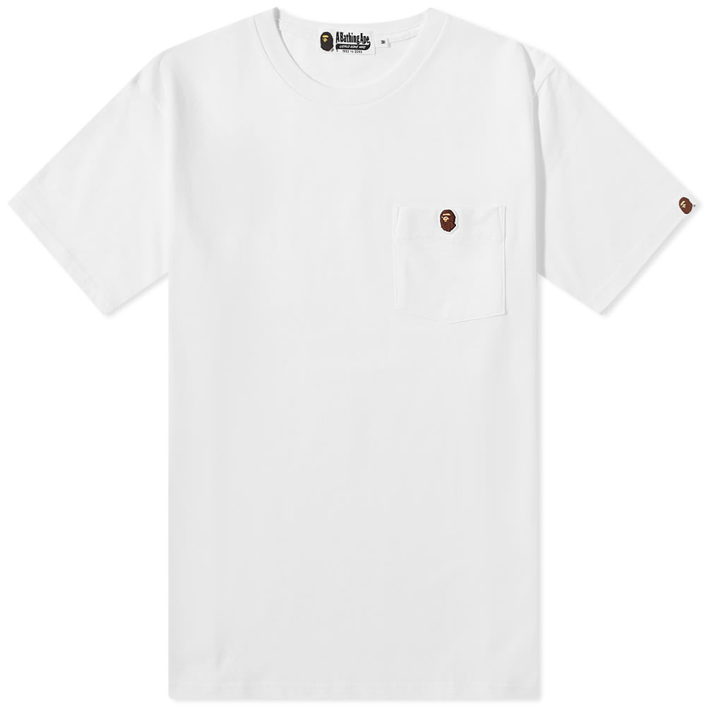 T-paita BAPE A Bathing Ape Ape Head One Point Pocket Tee Valkoinen | 001CSI801009M-WHT, 0
