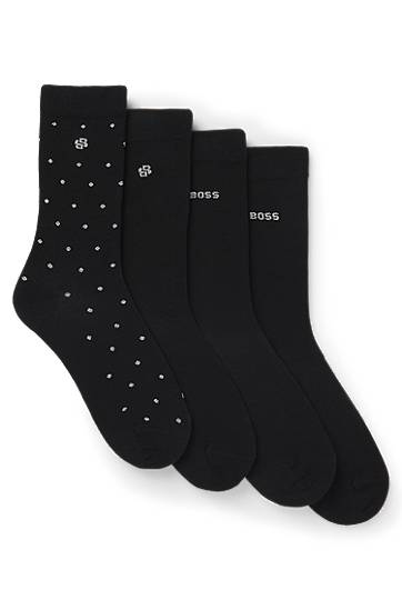 Sukat BOSS Four-pack of regular-length socks with polka dot and monogram details Musta | 50546742, 0