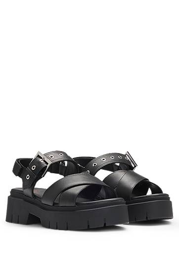 Asusteet BOSS Buckled Strap Chunky Sole Sandals Musta | 50542072