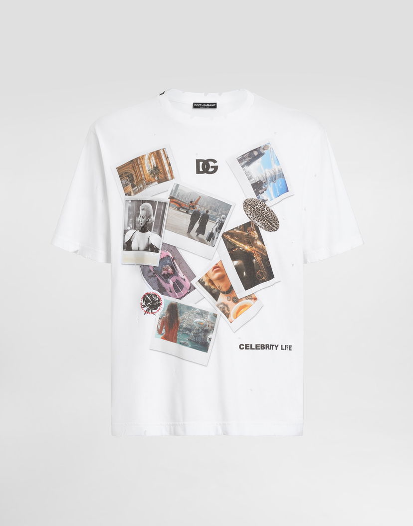 T-paita Dolce & Gabbana Cotton T-Shirt With Postcard Print Valkoinen | G8PN9TG7O4RW0800