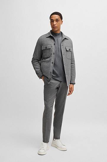Villapaita BOSS Virgin Wool Zip-Up Cardigan with Embroidered Logo Harmaa | 50476347, 1