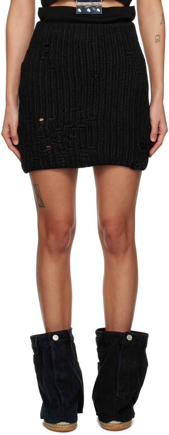 Hame JW Anderson Distressed Miniskirt Musta | KW0810-YN0151