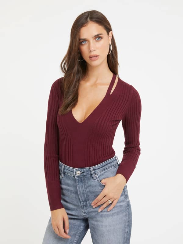 Huppari GUESS V Neck Viscose Blend Punainen | W3BR30Z2V42, 0