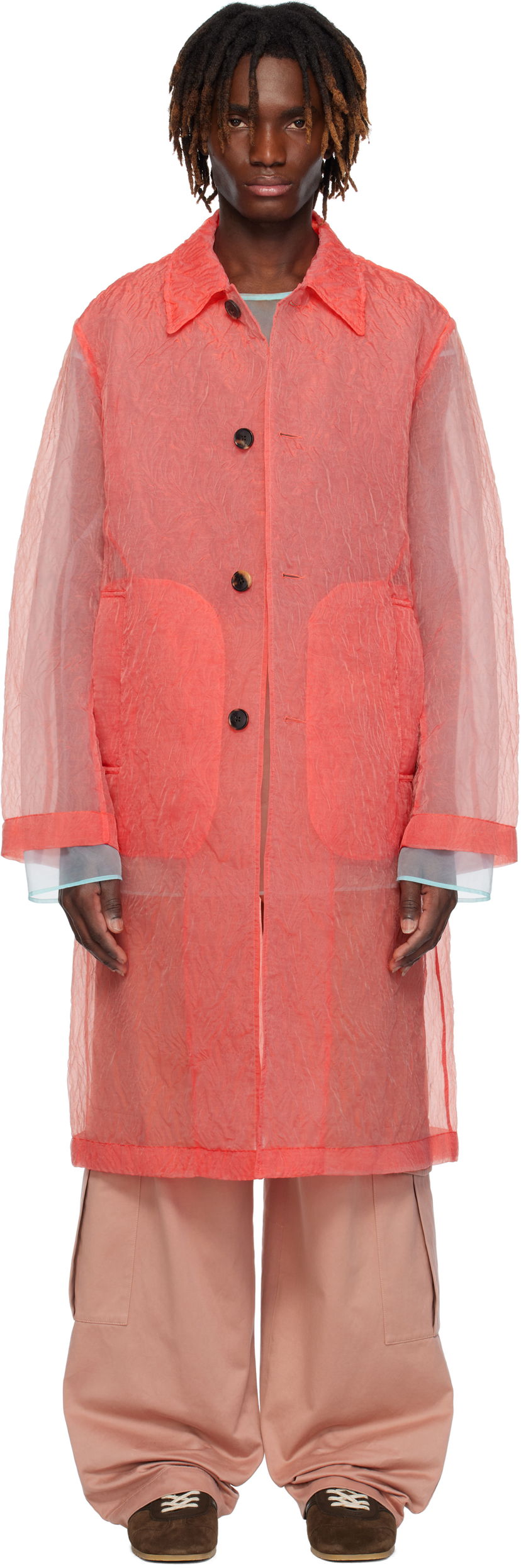 Sadetakki Dries Van Noten Dries Van Noten Crinkled Organza Coat Punainen | 251-020211-1277