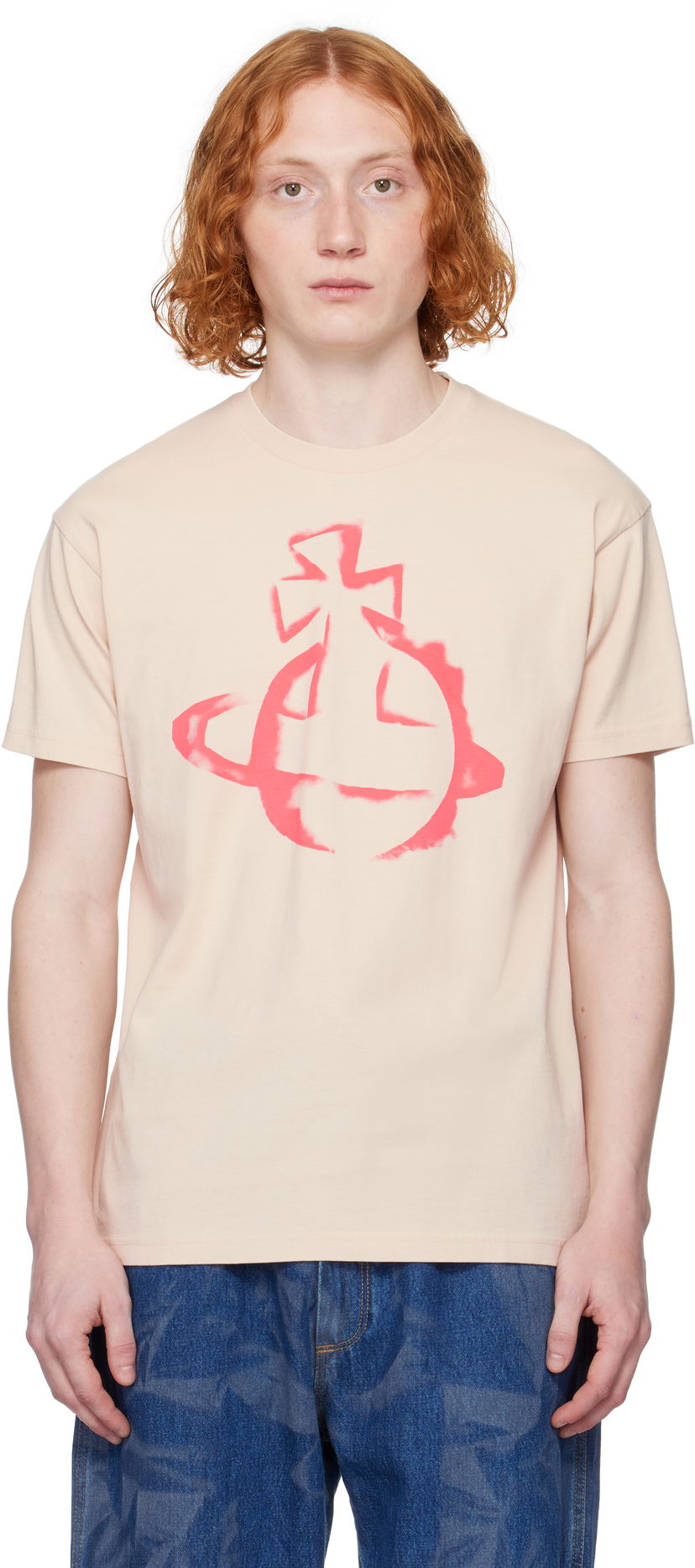 T-paita Vivienne Westwood Vivienne Westwood Stencil Orb Classic T-Shirt Beige | 3G010033-J001M-