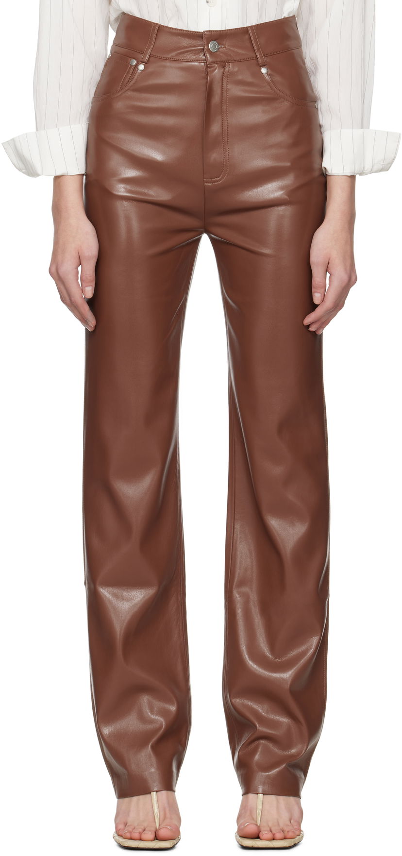 Housut Nanushka Nanushka Jacoba Vegan Leather Pants Ruskea | NW25SSPA21775