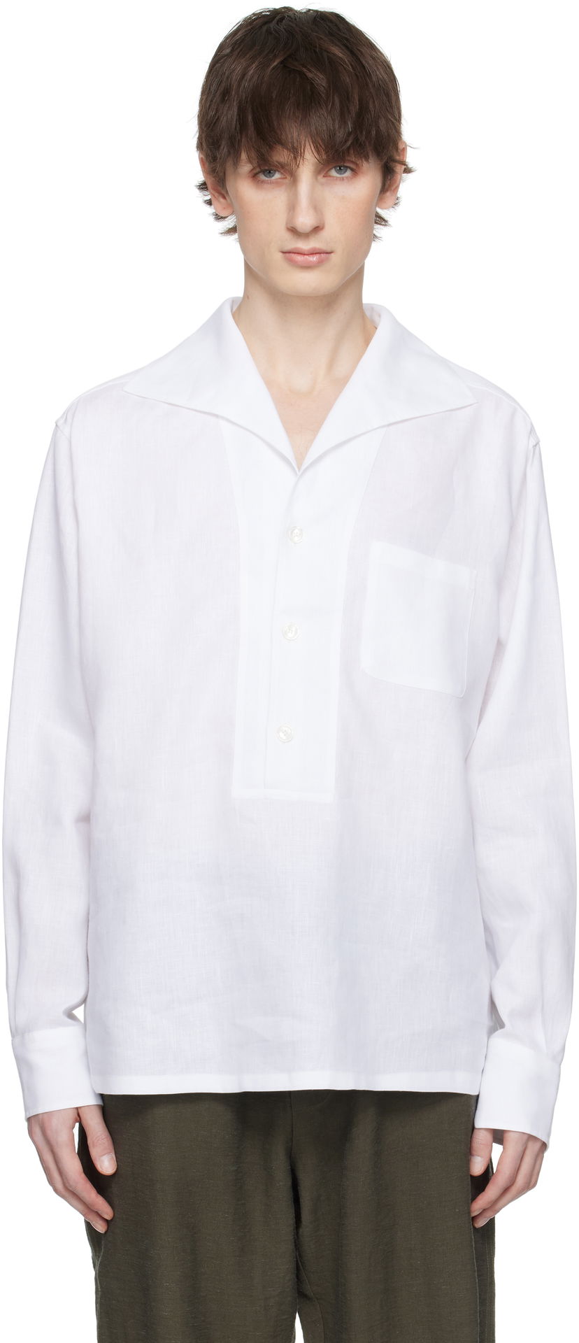 Paita Dolce & Gabbana Dolce&Gabbana Three-Button Long-Sleeved Linen Shirt Valkoinen | G5ND3TFU4JB