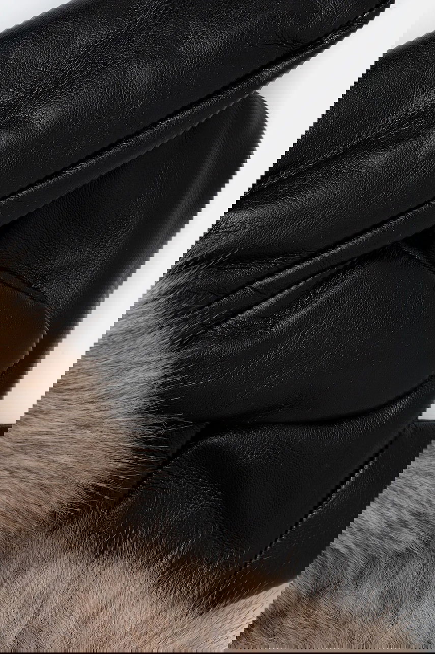 Käsineet STAND STUDIO Jane Leather Mittens with Faux Fur Cuffs Musta | 66564.9398, 1