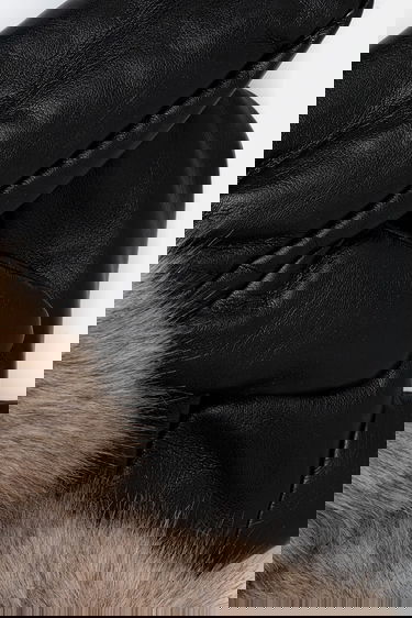 Käsineet STAND STUDIO Jane Leather Mittens with Faux Fur Cuffs Musta | 66564.9398, 1